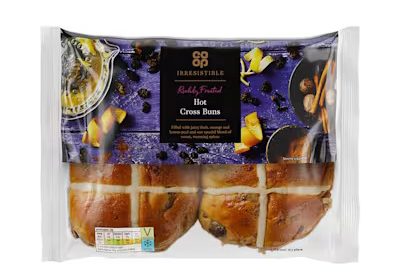 Co-op Irresistible Richly Fruited Luxury Hot Cross Buns on a white background