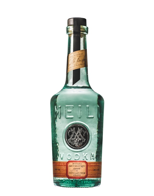 A bottle of Meili Vodka on a white background