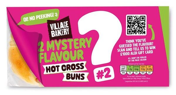 Aldi's Village Bakery mystery flavour hot cross buns #2 on a white background