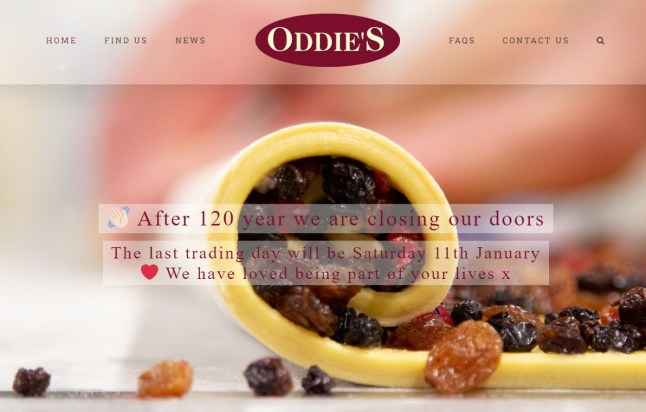 Oddie's website (Picture: oddiesbakery.co.uk)