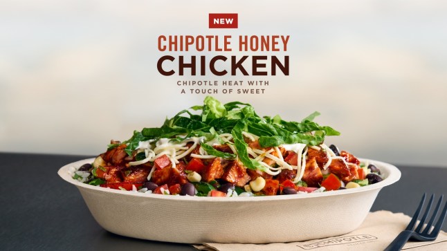 The new Honey Chicken on a burrito bowl at Chipotle