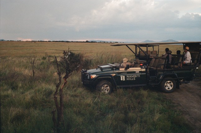 Parked game drive vehicle at Nambiti Private Game Reserve