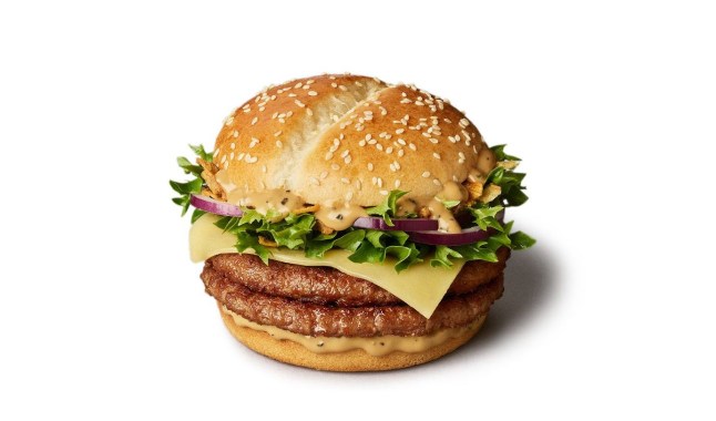 The Steakhouse Stack from McDonald's on a white background