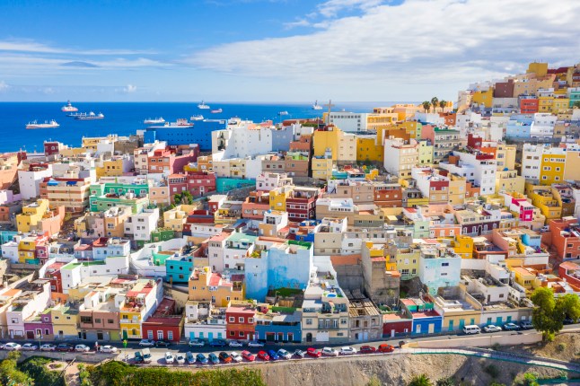 Aerial view on the colorful old town of Las Palmas, Grand Canary, Canary Islands, Spain