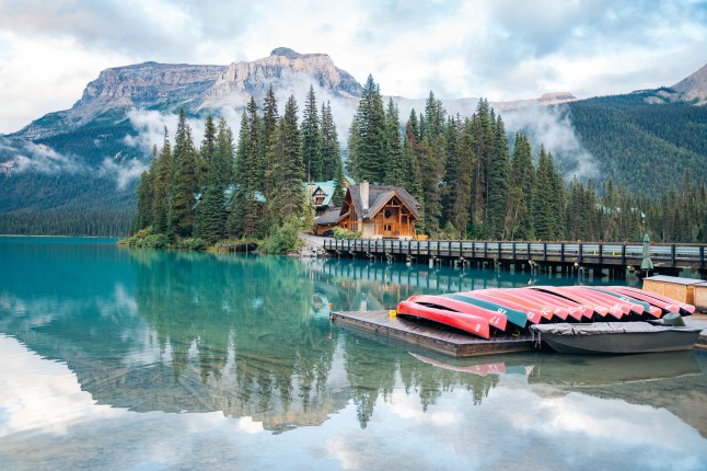 Sunset at Emerald Lake, Yoho National Park, British Columbia, Canada. Canadian Rockies