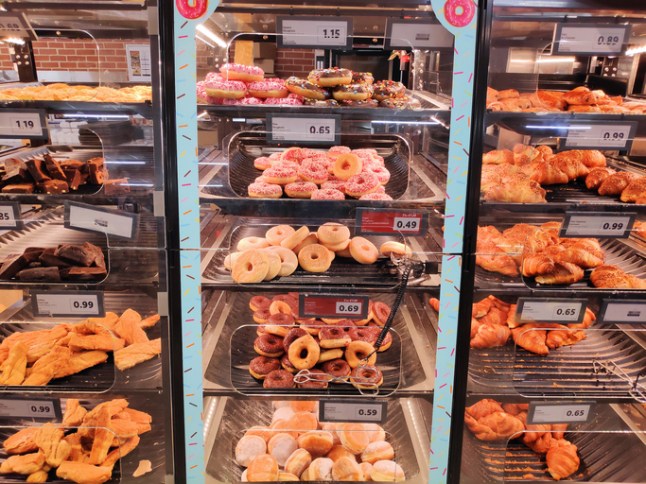 Fresh bakery items in Lidl grocery store in Ireland