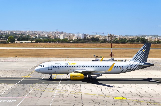 Vueling plane on Spanish Airport runway