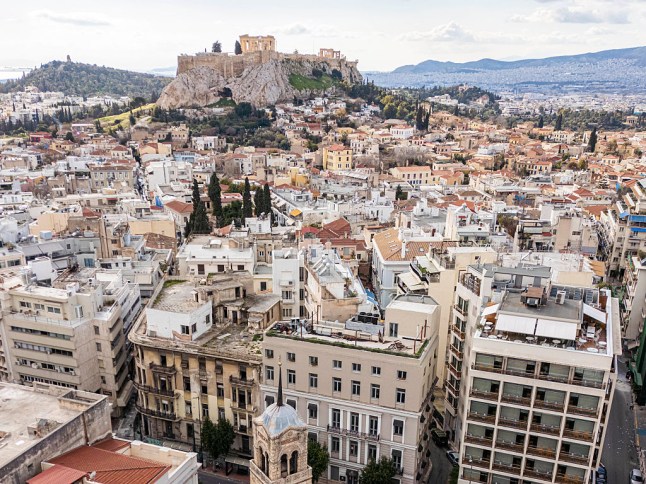 Aerial View Of Athens From A Drone