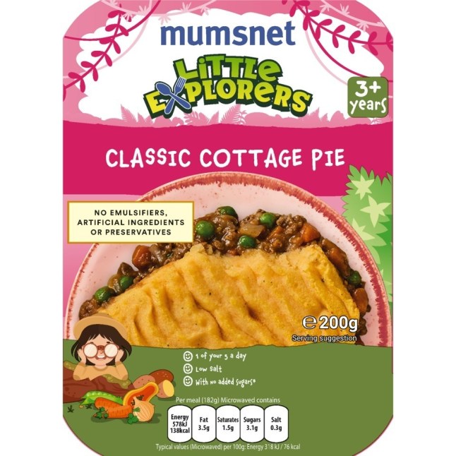 The classic cottage pie Little Explorers ready meal on a white background