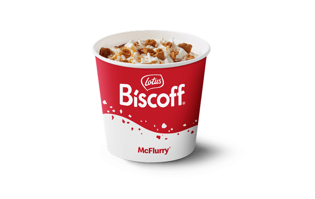 The Biscoff McFlurry from McDonald's on a white background