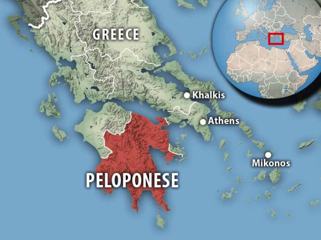 MAP greece Peloponnese Region