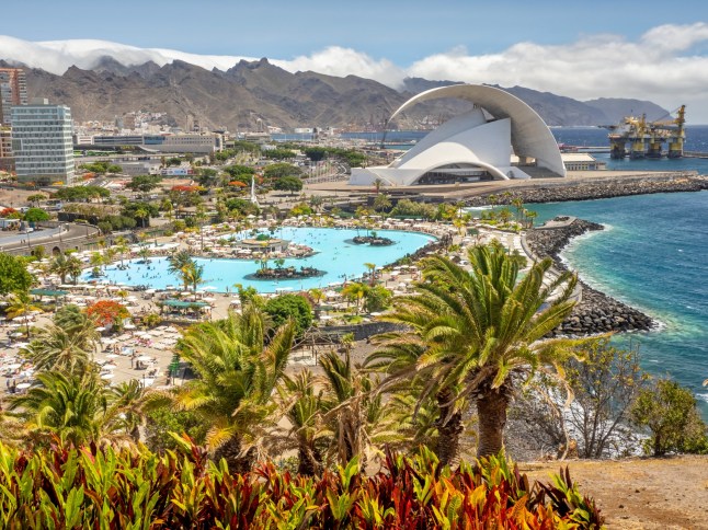 Santa Cruz de Tenerife with the city pools and Auditorio de Tenerife Adan Martin, Tenerife, Spain; Shutterstock ID 2496108237; purchase_order: -; job: -; client: -; other: -