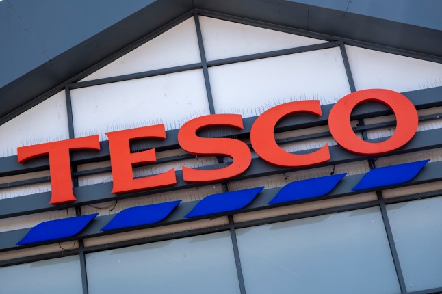 Tesco supermarket logo outside the store on Old Kent Road on 8th May 2024 in London, United Kingdom.