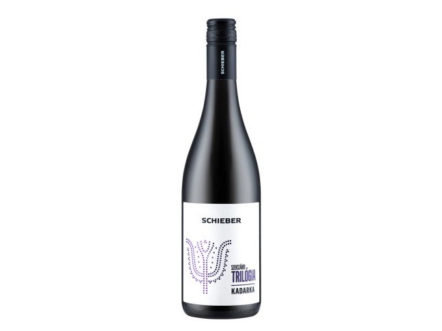 A bottle of Schieber Trilogia Kadarka on a white background