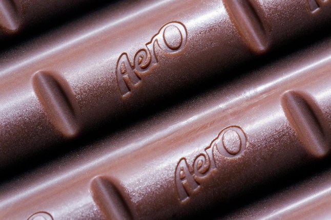 A close-up of an Aero chocolate bar