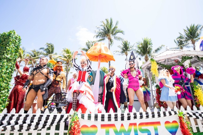 A float of colourful performers at Miami Beach Pride