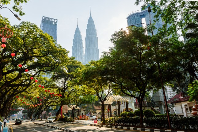 Street in Kuala Lumpur on a sunny day, Malaysia