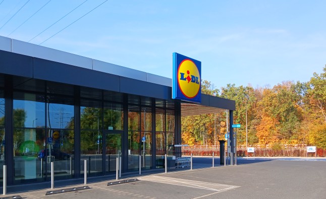 LIDL supermarket logo sign.