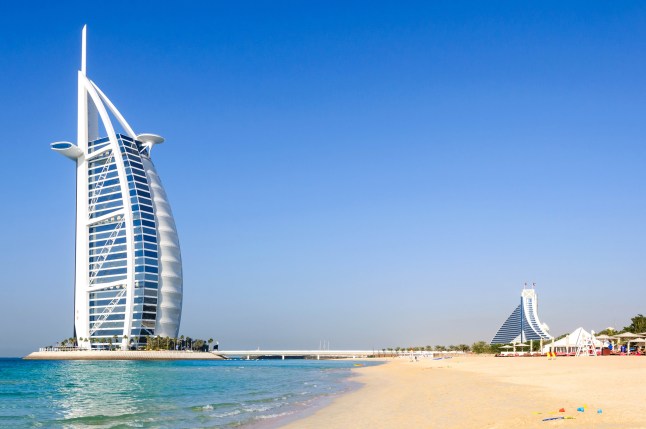 View of Burj Al Arab hotel from the Jumeirah beach