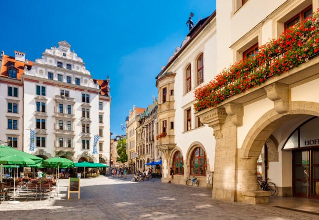 A sunny view of Platzl square in Munich, Germany.