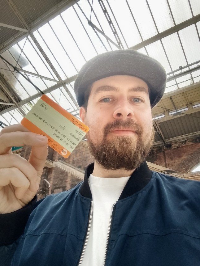 Jon Fellowes with a Platform Ticket at Chester Station.