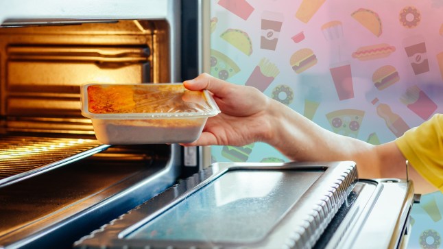Person puts a ready meal in the microwave.