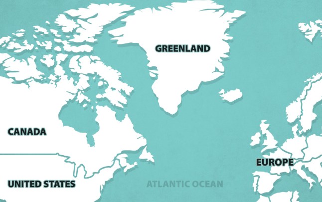 METRO GRAPHICS Greenland, Atlantic Ocean, locator map