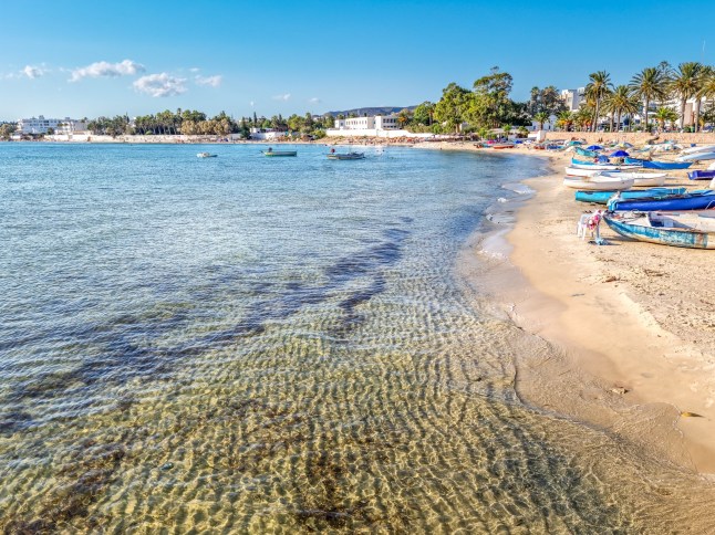 View of the beach in Hammamet, Tunisia
