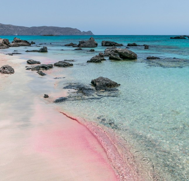 Beautiful landscape of the Elafonisi pink beach in Crete, Greece