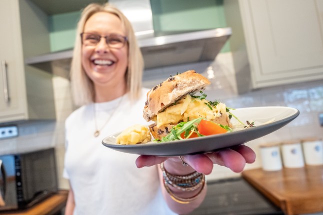 Dial Post, May 6th 2025: What's Cooking - Charlotte Crocker of Dial Post, near Horsham, West Sussex.......hot cross bun with scrambled egg