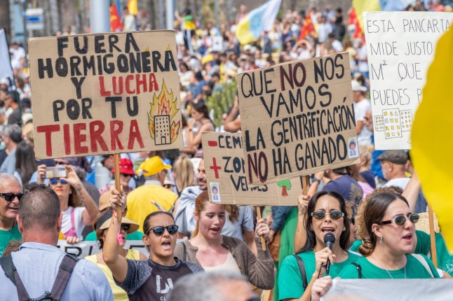 Protests in Gran Canaria, Spain, against mass tourism